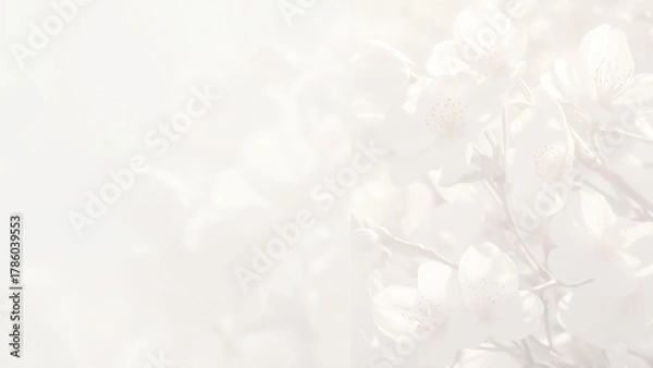 Obraz 淡い光の中の白い桜の花の背景フレーム