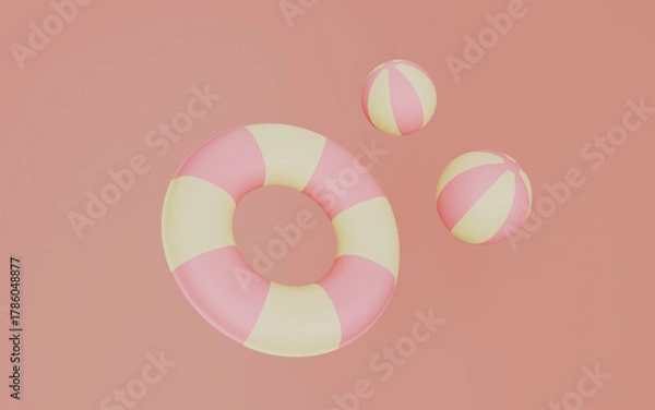 Obraz Inflatable swimming ring, Summer elements, Summer vacation concept