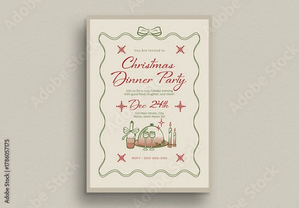 Obraz Rustic Christmas Dinner Party Invitation