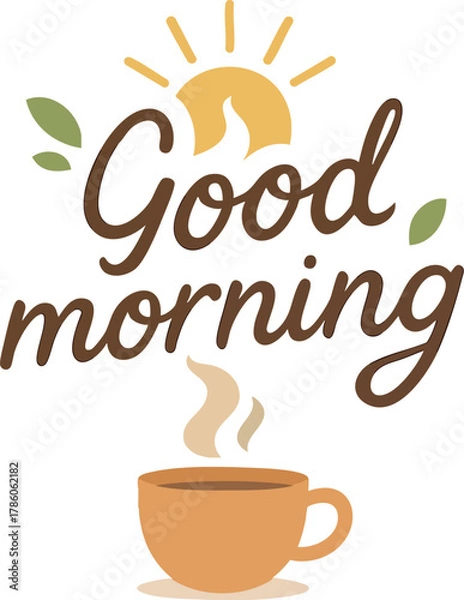 Fototapeta Good Morning Vector Graphic with Leaves