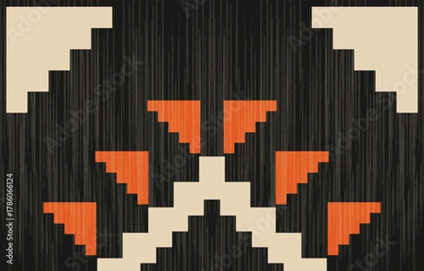 Fototapeta Southwest Native American seamless pattern, boho tribal Aztec Navajo geometric textile design, desert ethnic fabric background.