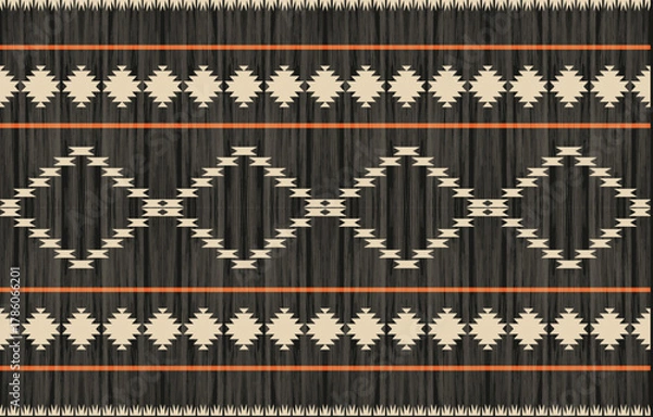 Fototapeta Southwest Native American seamless pattern, boho tribal Aztec Navajo geometric textile design, desert ethnic fabric background.