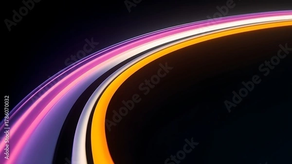 Fototapeta Abstract Colorful Light Trails on Dark Background with Vibrant Neon Glow