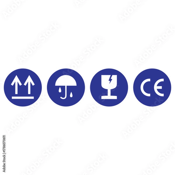 Obraz Packaging Blue Icon Set Vector