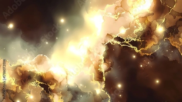 Obraz Abstract Golden Cloud Pattern on Dark Background for Artistic and Creative Design