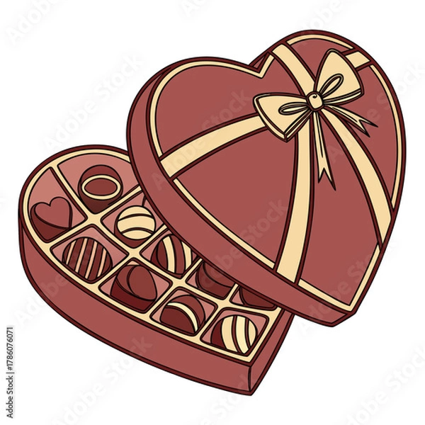Obraz Heart shaped chocolate box with ribbon