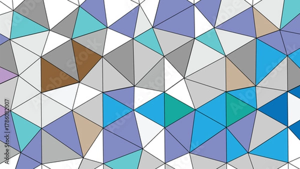 Obraz Abstract geometric background with triangles in shades of blue, gray, brown, and white creating a mosaic pattern