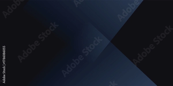 Obraz Modern black dark blue white abstract background. Minimal. Color gradient. Web banner. Geometric shape. 3d effect. Lines stripes triangles. Design. Futuristic. Metal metallic effect. Luxury. Premium.