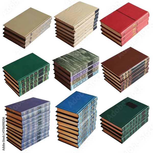 Fototapeta Stacked Books in Various Colors and Textures