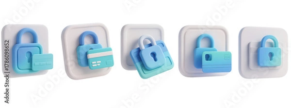 Obraz Soft 3D Secure Checkout Lock Icon — Isolated on Transparent
