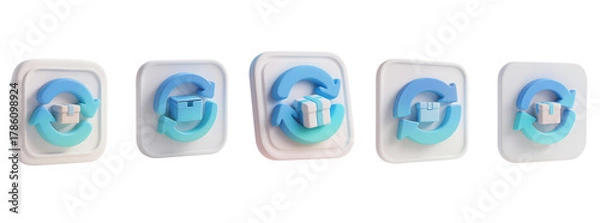 Obraz Soft 3D Returns and Exchanges Icon — Isolated on Transparent