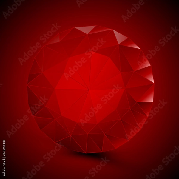 Fototapeta round red ruby