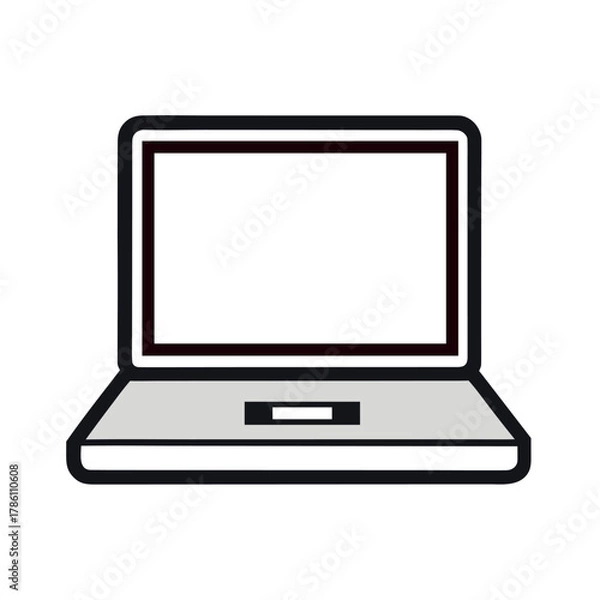 Fototapeta Laptop Vector Icon, Minimal Line Notebook Computer, Isolated on White Background