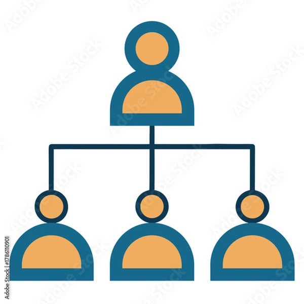 Fototapeta Org Chart Vector Icon, Team Hierarchy Management Structure, Isolated on White Background