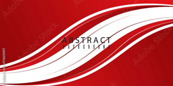 Fototapeta A white background with red abstract waves layered on top, featuring thin lines and a gradient of red hues. suit for bussines, banners