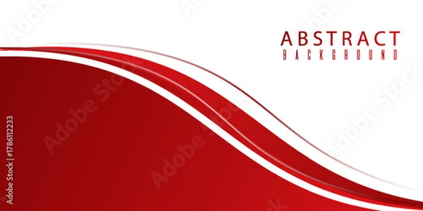 Obraz A white background with red abstract waves layered on top, featuring thin lines and a gradient of red hues. Modern trendy design