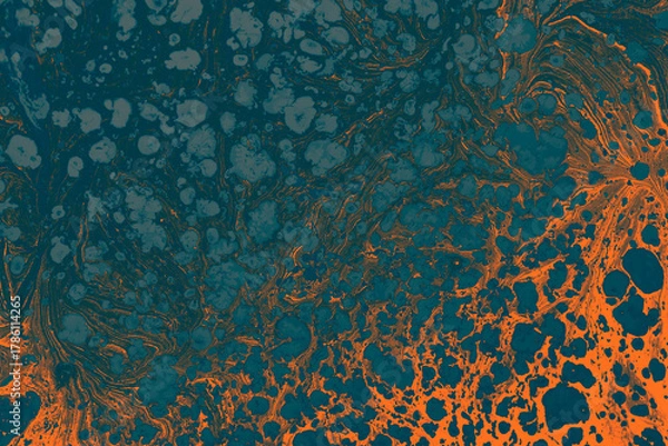 Obraz  Abstract creative marbling pattern texture. Traditional art of Ebru marbling.