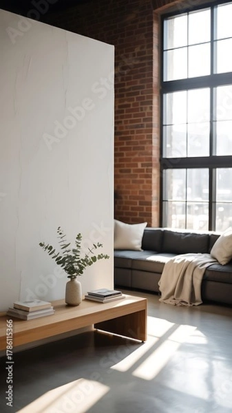 Obraz Modern Loft Interior with Sunlight and Eucalyptus