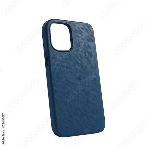 Obraz Blue rigid phone case with textured surface in 3d render isolated on a transparent background