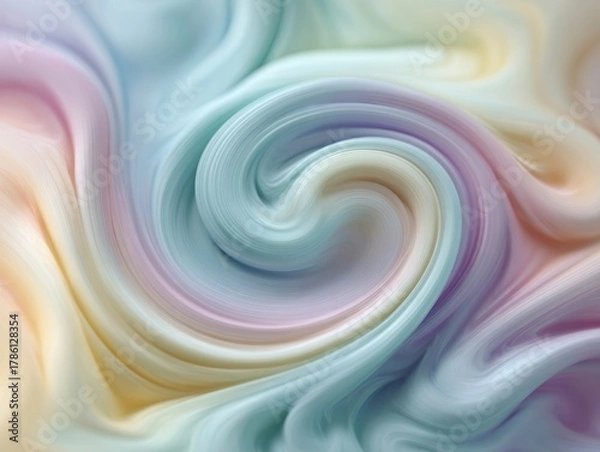 Fototapeta Abstract Swirl of Soft Pastel Hues Gentle Flowing Dreamy Texture Delicate Liquid Art Blended Colors Smooth Fluid Motion