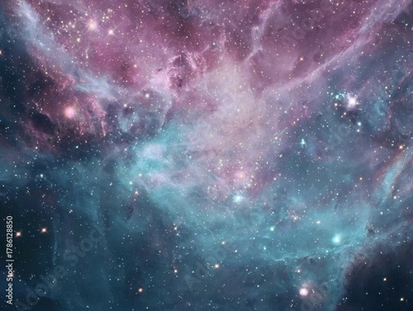 Fototapeta Colorful Cosmic Nebula Vast Star-Forming Region Interstellar Gas Dust Clouds Glittering Starlight Deep Space Environment Universe Exploration Astronomy Wonders Vibrant Hues Galactic Expanse