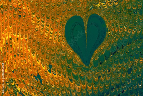 Obraz Abstract marbling heart pattern for fabric, design. Creative marbling background texture