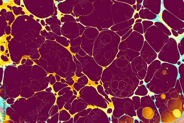 Obraz  Abstract creative marbling pattern texture. Traditional art of Ebru marbling.