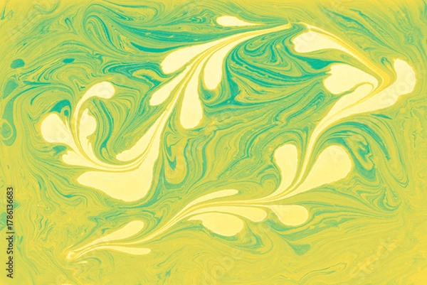 Obraz Abstract marble floral pattern texture. Traditional art of Ebru marbling