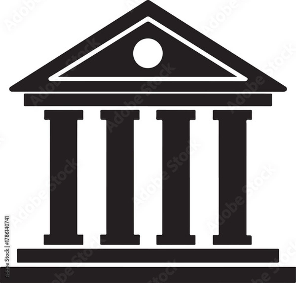 Fototapeta Classical Building Facade Silhouette with Columns and Pediment Keywords: building, architecture, classical, facade, columns, pediment, government, institution, education, history, law, justice