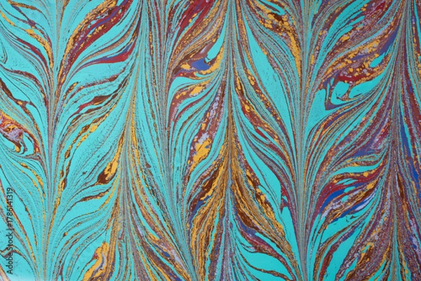 Fototapeta Abstract ebru marbling texture background design.
