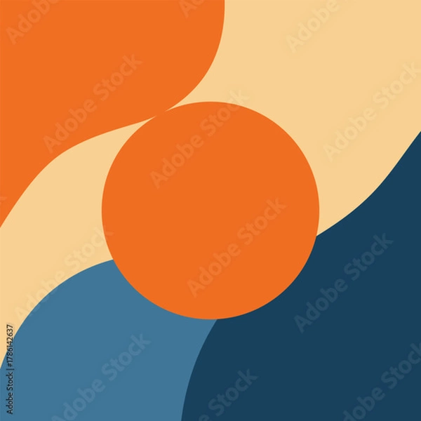 Fototapeta Abstract geometric circle composition background in modern retro colors vector design
