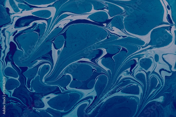 Obraz Abstract marble floral pattern texture. Traditional art of Ebru marbling