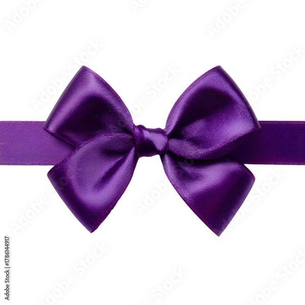 Fototapeta Elegant Purple Ribbon Bow on Smooth Satin Ribbon for Creative Designs