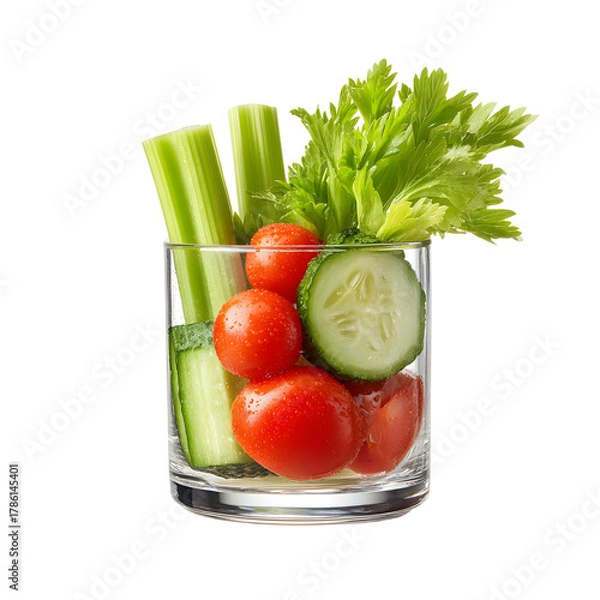 Fototapeta Vibrant Fresh Vegetable Display with Celery and Cucumber for Healthy Eating Concept