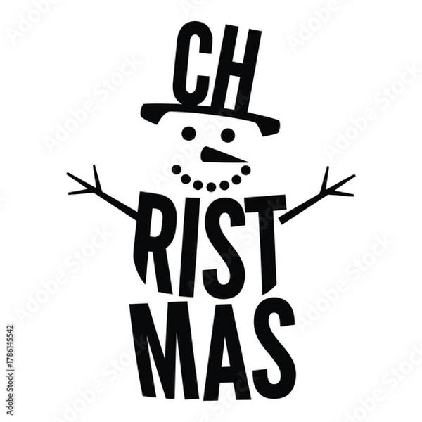 Fototapeta Christmas snowman made of letters