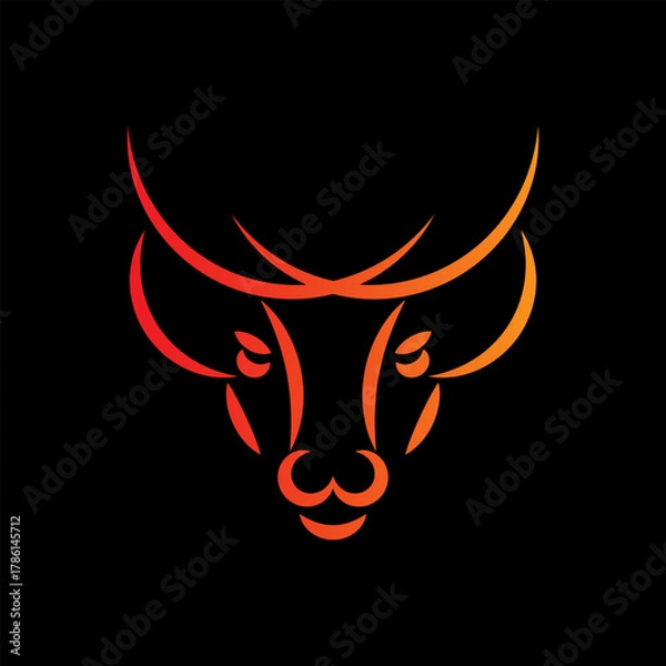 Fototapeta Bull abstract logo modern style. Bull head line art logo design. Vector illustration. 
