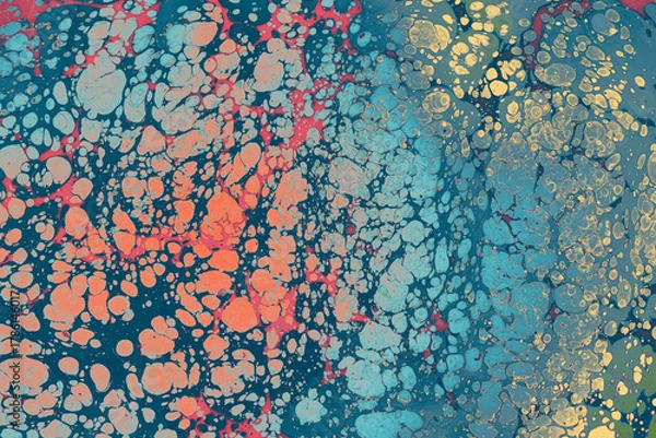 Obraz Abstract ebru marbling texture background design.