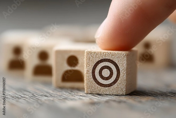 Fototapeta Human business hands with fingers holding a wooden box and toy