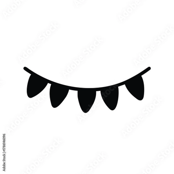 Fototapeta Simple black and white party bunting decoration vector drawing background