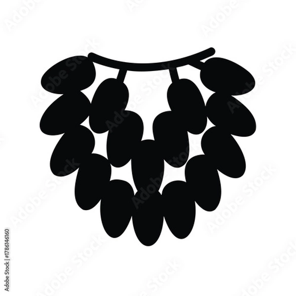 Fototapeta Stylized Black Silhouette of a Cluster of Berries Hanging from a Vine