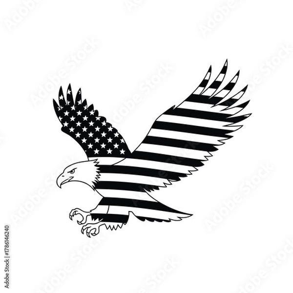 Fototapeta Eagle with american flag wings