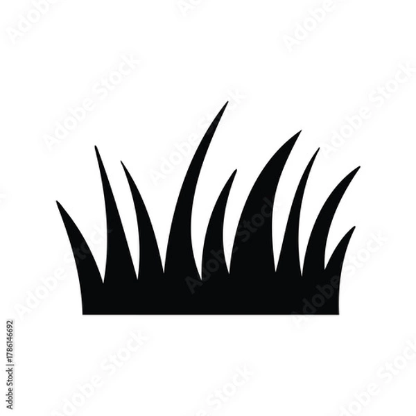 Obraz A stylized black silhouette of grass blades on a white background