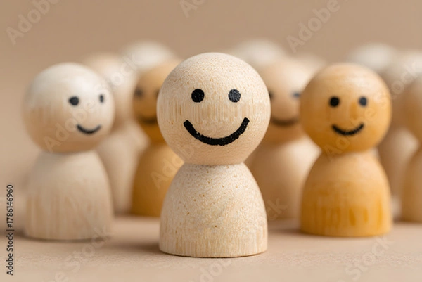 Fototapeta Smiling People Figures concept. Positive Emotion and Happy Community Concept