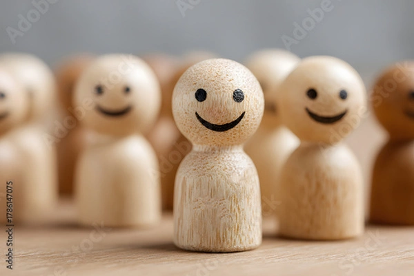 Fototapeta Smiling Group Figures Concept. Happiness, Positive Attitude, and Customer Satisfaction