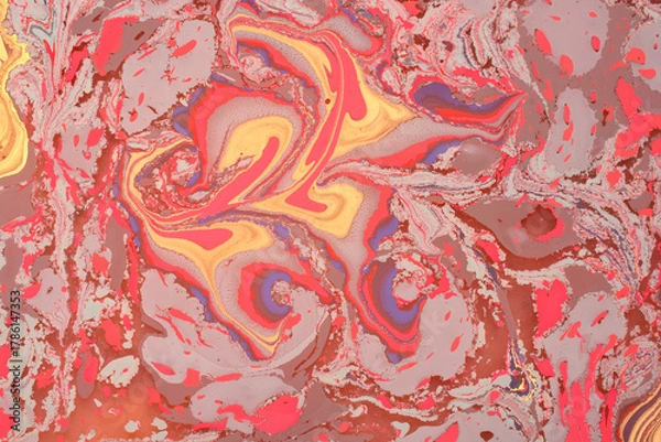 Fototapeta Abstract ebru marbling texture background design.