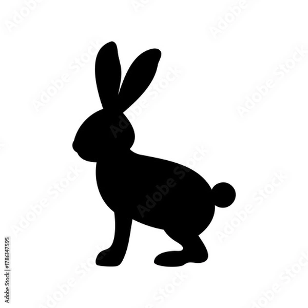 Obraz Silhouette of a black rabbit standing against a white background art