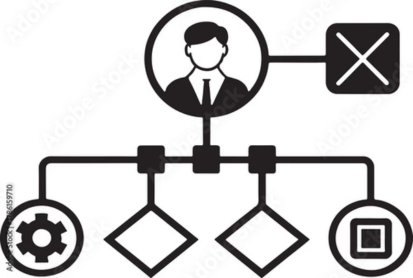 Obraz Management and Business process icon. vector silhouette icon illustration.