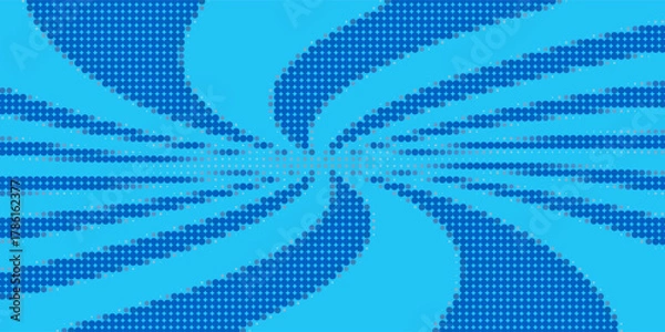 Fototapeta Pop art halftone background. Comic starburst pattern. Blue banner with star speech bubble. Vintage duotone texture. Gradient wow design. Cartoon superhero print. Vector illustration.