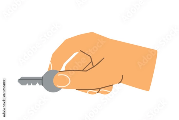 Fototapeta hand opening a door with a key, perfect for security, access, real estate, hotel, or safety-themed designs - vector illustration