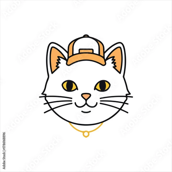 Obraz cute Cat with glasses Mascot Sublimation with vector illustration on white background  
